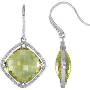 14K Yellow Smoky Quartz & 5/8 CTW Diamond Halo-Style Earrings