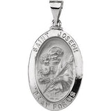 14K White 23.25x16mm Hollow Oval St. Joseph Medal