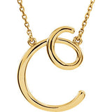 Sterling Silver "F" Script Initial 16" Necklace