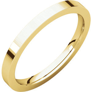 14K Yellow 2mm Flat Comfort Fit Band