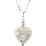 Sterling Silver Mother of Pearl Heart 18" Necklace