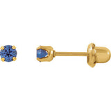 24K Yellow with Stainless Steel Solitaire "November" Birthstone Piercing Earrings