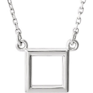 14K White Square 16.5" Necklace