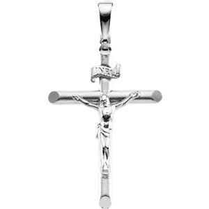 14K White Crucifix Pendant