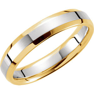 14K Yellow & White 4mm Comfort-Fit Beveled Edge Band Size 5.5