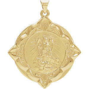 14K Yellow 31x31mm St. Raphael Medal