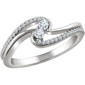 14K White 1-4 CTW Diamond Two Stone Ring