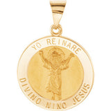 14K Yellow 15mm Round Hollow Divino Ninio Medal