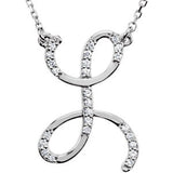 14K White Letter "K" 1-6 CTW Diamond Initial 17" Necklace