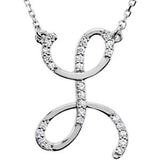 Sterling Silver Letter "U" 1-8 CTW Diamond Initial 16" Necklace