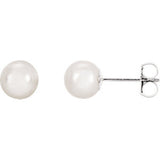 14K Yellow 4mm White Akoya Cultured Pearl Earrings