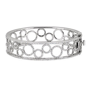 14K White 6 7-8 CTW Diamond Bangle Bracelet