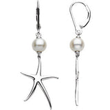 Freshwater Cultured Pearl Starfish Lever Back Earrings