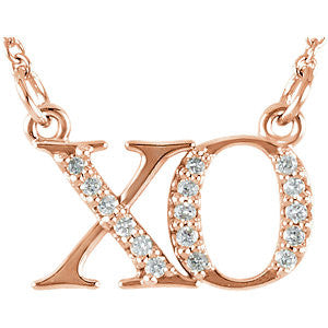 14K Yellow .08 CTW Diamond "XO" 16" Necklace