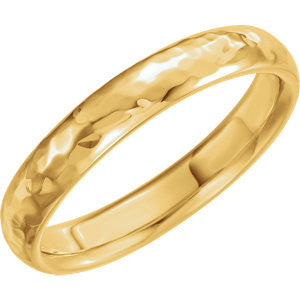 14K Yellow 2mm Half Round Hammer Finish Band Size 6