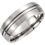 Titanium 7mm Grooved & Satin Finished Band Size 9.5