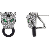 Panther Head Omega Clip Back Earrings