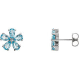 14K White Sky Blue Topaz Earrings