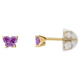 14K Yellow January Bfly® CZ Birthstone Youth Earrings with Safety Backs & Box