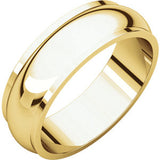 14K Yellow 7mm Half Round Edge Band