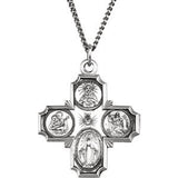 Sterling Silver 19x17.75mm Four-Way Cross Medal 18" Necklace