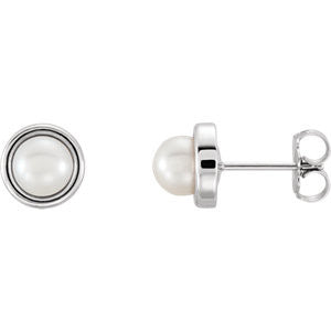 14K White 5.5-6mm Freshwater Cultured Pearl Earrings