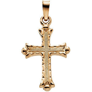 14K Yellow 20x14.5mm Hollow Cross Pendant