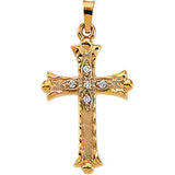 14K Yellow .05 CTW Diamond Hollow Cross Pendant