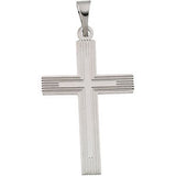 14K White 18x12mm Cross Pendant with Design