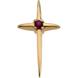 14K Yellow 7.75x10mm Ruby Cross Pendant