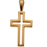 14K White 13.5x9.5mm Cross Pendant