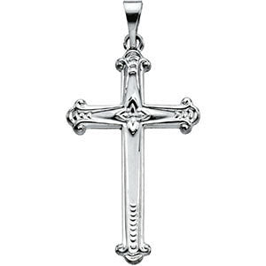 14K White 25x16mm Cross Pendant