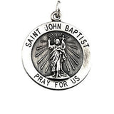 Sterling Silver 18.5mm Round St. John the Baptist Medal