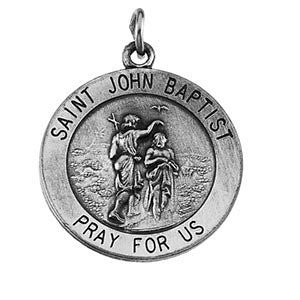 14K Yellow 12mm Round St. John the Baptist Medal