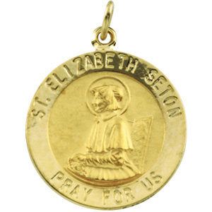 14K Yellow 18mm Round St. Elizabeth Seton Medal