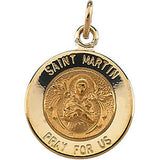 14K Yellow 15mm Round St. Martin de Porres Medal