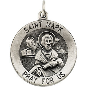 14K Yellow 12mm Round St. Mark Medal