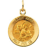 14K Yellow 12mm Round St. Mark Medal