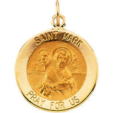 14K Yellow 12mm Round St. Mark Medal