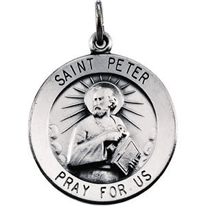 14K Yellow 15mm Round St. Peter Medal