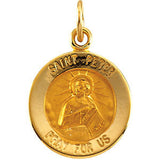 14K Yellow 15mm Round St. Peter Medal