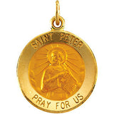 14K Yellow 15mm Round St. Peter Medal