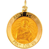 14K Yellow 15mm Round St. Peter Medal