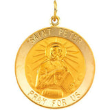 14K Yellow 15mm Round St. Peter Medal