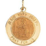 14K Yellow 12mm Round Jesus, Mary and Joseph Medal