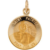 14K Yellow 15mm Round St. Patrick Medal