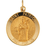 14K Yellow 15mm Round St. Patrick Medal