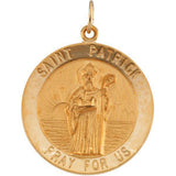 14K Yellow 15mm Round St. Patrick Medal