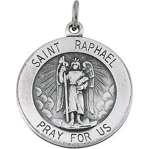 14K Yellow 18mm Round St. Raphael Medal