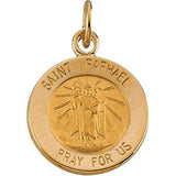 14K Yellow 18mm Round St. Raphael Medal